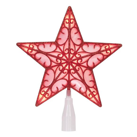 Light Up Shimmer Lattice Star Christmas Tree Topper 11" LED Red Holiday Decor - Picture 2 of 11